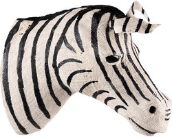 Clayre & Eef Wanddecoratie Zebra 27 cm Zwart Wit Papier Ijzer Textiel Muurdecoratie