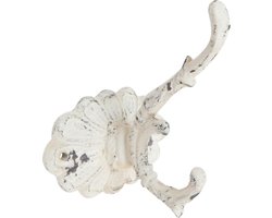Clayre & Eef Wandhaak 10x10x13 cm Wit Ijzer Rechthoek Kapstok