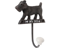 Clayre & Eef Wandhaak 10x4x13 cm Bruin Ijzer Rechthoek Hond Kapstok