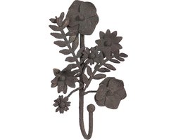 Clayre & Eef Wandhaak 10x8x20 cm Bruin Ijzer Bloemen Kapstok