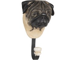 Clayre & Eef Wandhaak 11*8*18 cm Beige Kunststof, Ijzer Hond Kapstok Wandkapstok Jashaak