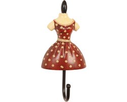 Clayre & Eef Wandhaak 5*3*10 cm Rood Kunststof Ijzer Stippen Kapstok Wandkapstok Jashaak