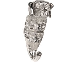 Clayre & Eef Wandhaak Hond 10*8*19 cm Zilverkleurig Aluminium Kapstok Wandkapstok Jashaak