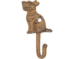Clayre & Eef Wandhaak Hond 6*3*11 cm Bruin Ijzer Kapstok Wandkapstok Jashaak