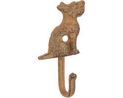 Clayre & Eef Wandhaak Hond 6x3x11 cm Bruin Ijzer Kapstok Wandkapstok Jashaak