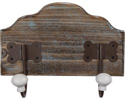 Clayre & Eef Wandkapstok 2 haken 25x9x19 cm Bruin Hout Ijzer