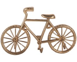 Clayre & Eef Wandkapstok 3 Haken Fiets 20x4x12 cm Goudkleurig Metaal
