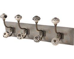 Clayre & Eef Wandkapstok 4 Haken 45x10x18 cm Wit Hout