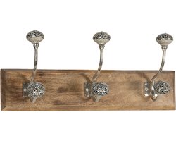 Clayre & Eef Wandkapstok 44x10x17 cm Bruin Grijs Hout