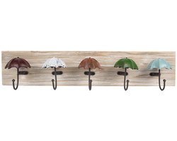 Clayre & Eef Wandkapstok 5 Haken 60x10x12 cm Bruin Hout