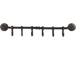 Clayre & Eef Wandkapstok 6 haken 53*8*9 cm Bruin Ijzer