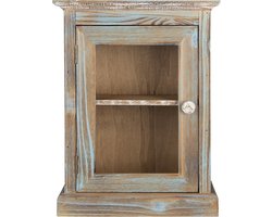 Clayre & Eef Wandkast 30x15x40 cm Bruin Blauw Hout Rechthoek Opbergkast