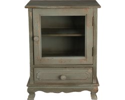 Clayre & Eef Wandkast 37x17x50 cm Groen Hout Glas Opbergkast