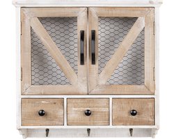 Clayre & Eef Wandkast 53x15x51 cm Wit Bruin Metaal