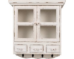 Clayre & Eef Wandkast 56x23x61 cm Wit Houtproduct Opbergkast