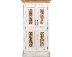 Clayre & Eef Wandkast 76x38x151 cm Wit Bruin Hout