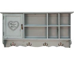Clayre & Eef Wandkast 80x15x40 cm Blauw Hout Opbergkast