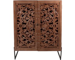 Clayre & Eef Wandkast 90x45x115 cm Bruin Hout Bloemen