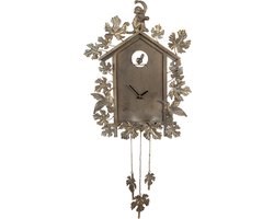 Clayre & Eef Wandklok 36x8x86 cm Goudkleurig IJzer Bladeren