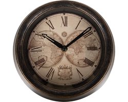 Clayre & Eef Wandklok Ø 23x5 cm Bruin Beige Kunststof