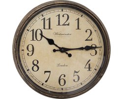 Clayre & Eef Wandklok Ø 30x4 cm Bruin Kunststof