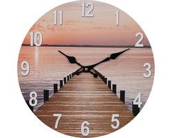 Clayre & Eef Wandklok Ø 34 cm Bruin Roze MDF