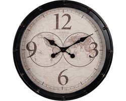 Clayre & Eef Wandklok Ø 50 cm Zwart MDF Glas Muurklok
