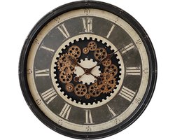 Clayre & Eef Wandklok Ø 76 cm Zwart Beige Kunststof