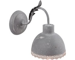 Clayre & Eef Wandlamp 15x26x24 cm Grijs Ijzer Kunststof Rond Muurlamp