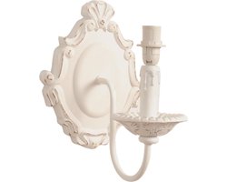 Clayre & Eef Wandlamp 19x25x24 cm Wit Hout Ijzer Rond Muurlamp