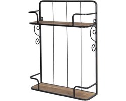 Clayre & Eef Wandrek 44*14*59 cm Zwart MDF Rechthoek Muurrek Opbergkast Hangkast