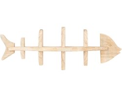 Clayre & Eef Wandrek 66*13*24 cm Bruin Hout Vis Muurrek Opbergkast Hangkast