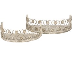 Clayre & Eef Wandrek Set van 2 63x33x18 Wit Ijzer Bloemen Wandplank