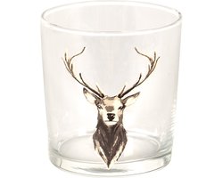 Clayre & Eef Waterglas 250 ml Bruin Glas Rendier Drinkbeker