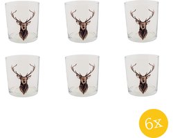 Clayre & Eef Waterglas set van 6 stuks 250 ml Bruin Glas Rendier Drinkbeker