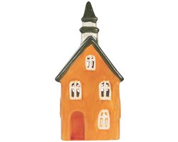 Clayre & Eef Waxinelichthouder Huis 10x7x21 cm Oranje Keramiek