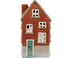 Clayre & Eef Waxinelichthouder Huis 10x8x18 cm Oranje Keramiek