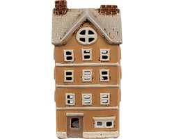 Clayre & Eef Waxinelichthouder Huis 11x9x22 cm Oranje Keramiek