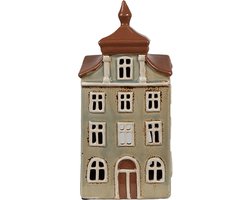 Clayre & Eef Waxinelichthouder Huis 12x9x25 cm Groen Bruin Keramiek
