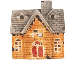 Clayre & Eef Waxinelichthouder Huis 13x8x14 cm Oranje Keramiek