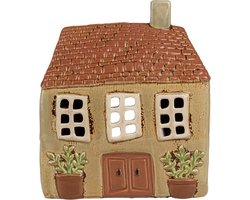 Clayre & Eef Waxinelichthouder Huis 17x10x19 cm Groen Oranje Keramiek