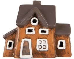 Clayre & Eef Waxinelichthouder Huis 20x11x16 cm Oranje Keramiek