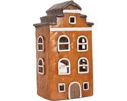 Clayre & Eef Waxinelichthouder Huis 20x15x34 cm Oranje Keramiek