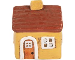 Clayre & Eef Waxinelichthouder Huis 8x7x10 cm Geel Keramiek