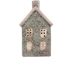 Clayre & Eef Waxinelichthouder Huis 8x7x14 cm Groen Keramiek