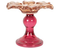 Clayre & Eef Waxinelichthouder Ø 14x11 cm Oranje Glas