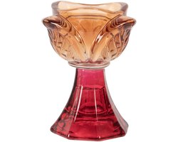 Clayre & Eef Waxinelichthouder Ø 7x10 cm Oranje Glas