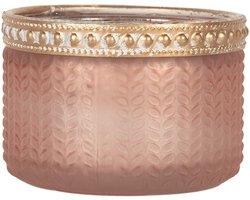 Clayre & Eef Waxinelichthouder Ø 7x4 cm Roze Glas