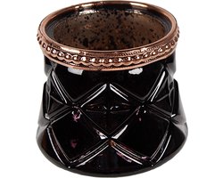 Clayre & Eef Waxinelichthouder Ø 7x6 cm Zwart Glas