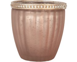 Clayre & Eef Waxinelichthouder Ø 9x6 cm Roze Glas